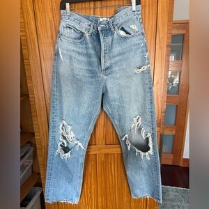 Agolde Light Blue Distressed Relaxed Jeans